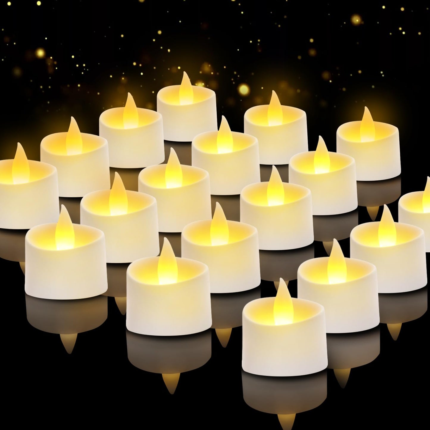 Haown White Flameless LED Tea Lights - Battery-Powered Dancing Flame Candles for Modern Homes, White Weddings & Easter Decor (White Base, 24 Pack)