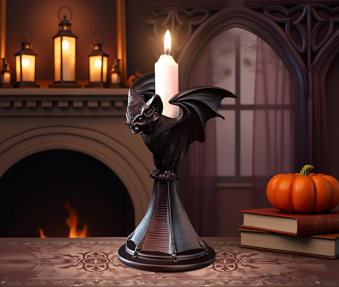 Gothic Decor Bat Halloween Candle Holder for Home-Goth Gift Candle Sticks Holder (Bat)