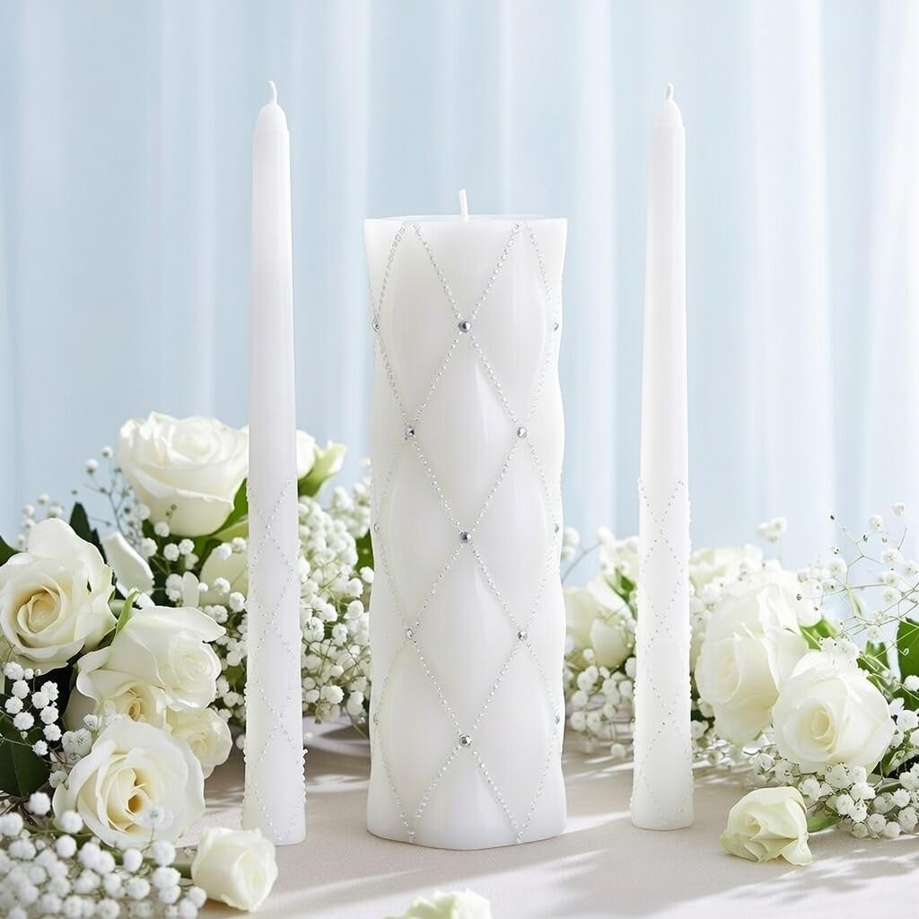 Hosley 11.5" High White Wedding Unity Candle Set. Great for Weddings Party Special Events and Emergency Lighting Reiki Spa Meditation. W5