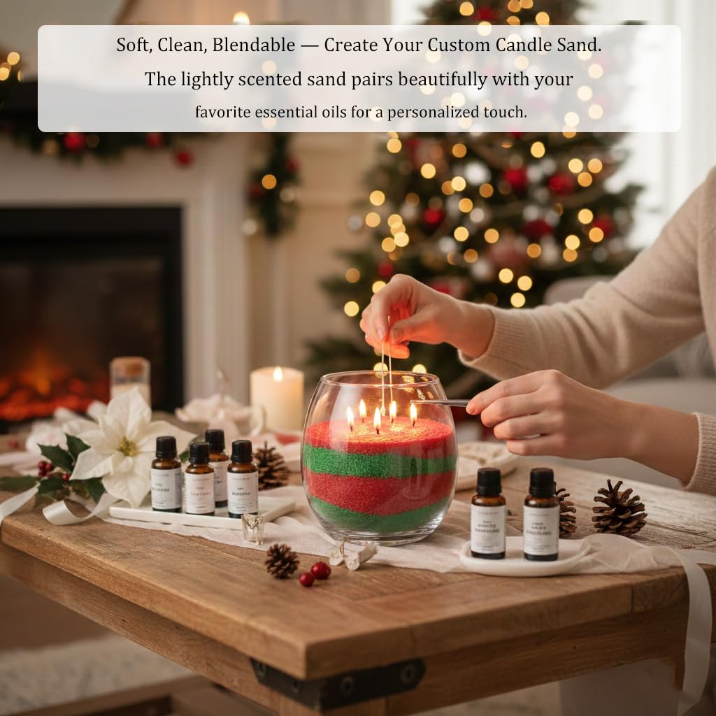 Monivi Scented Candle Sand with Wicks 1.1lb Dark Red Pearled Candle Beads Sand Candles with Wicks for Mothers Day Gift 85 Burn Hours Refillable Candle Wax for DIY Candle Making(Scented Rosa)