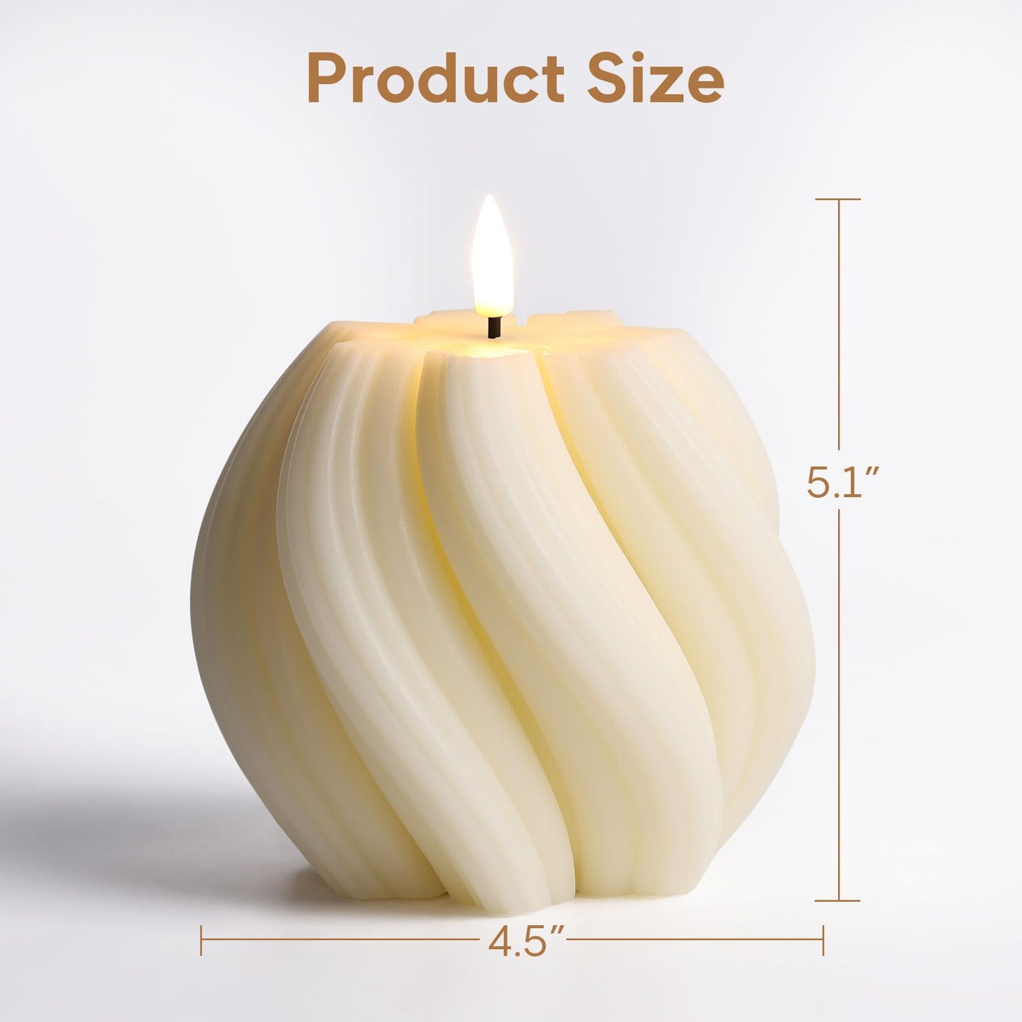Girimax Cream White Swirl Flameless Candles with Remote, Aesthetic Twirl LED Pillar Candle Housewarming Gift Home Shelf Decor 1 Pack