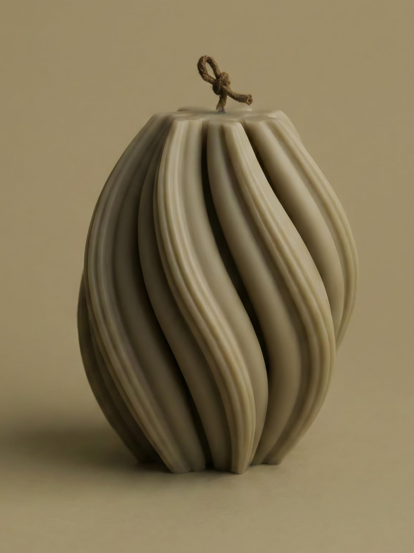 LAWA Swirl Candle - Beautiful Handmade Pillar Soy Wax Twirl Elegant Bubble Aesthetic Candle Housewarming Gift Home Room Shelf Decor Idea Spiral (Olive Beige, Small)