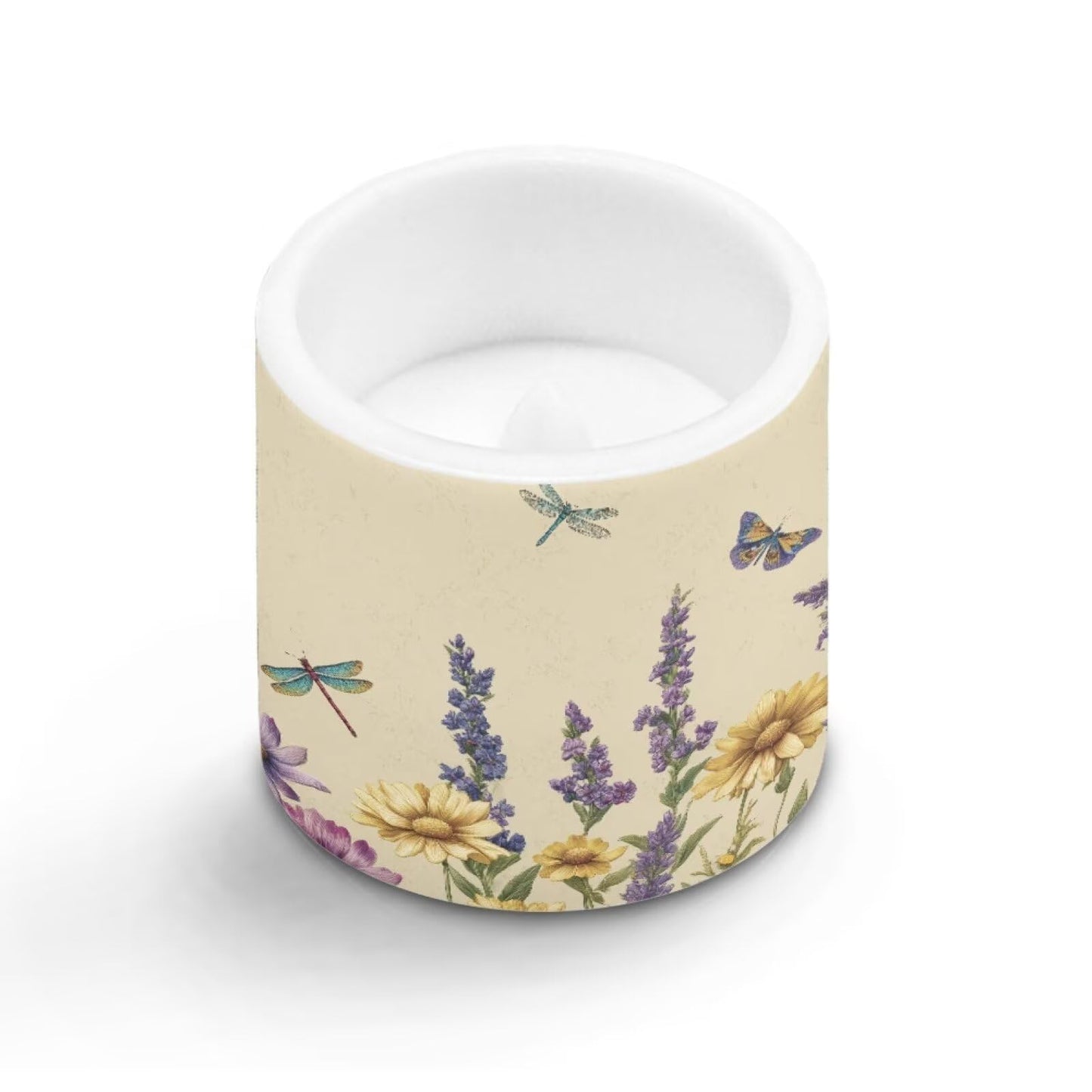 Cozeyat Lavender Dragonfly Advanced LED Flickering Candles Set of 4 Battery Operated Flameless with Remote Timer Waterproof for Indoor Outdoor Table Long Lasting