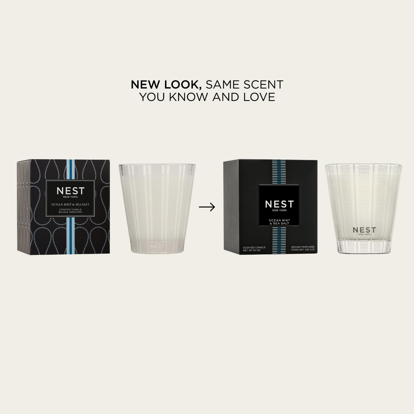 NEST New York Scented 3-Wick Candle, Ocean Mist & Sea Salt - 21.2 oz, Pack of 2 - Up to 100-Hour Burn Time - Reusable Glass Vessel