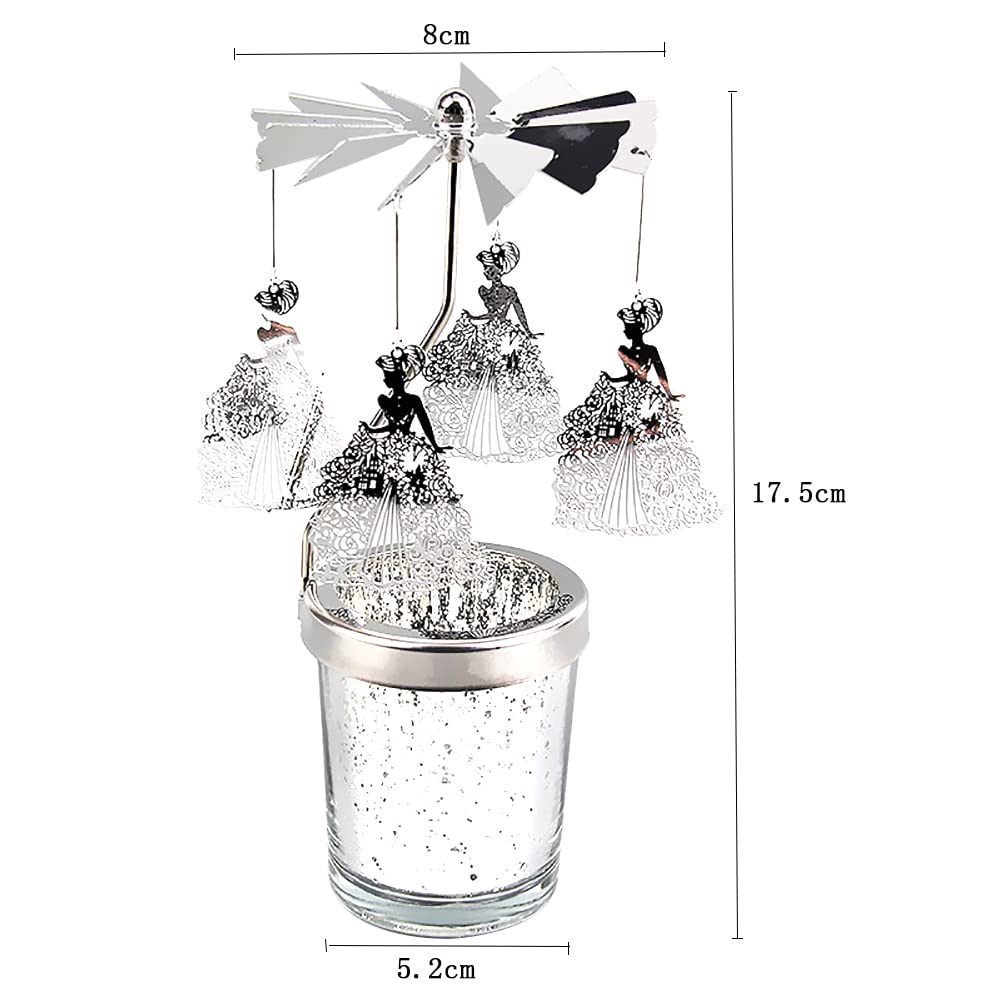Rotary Candle Holder, Spinning Windmill Candlestick Carousel Candle Tea Light Holder with Romantic Candlestick Ornament for Wedding Party Christmas Home Decor