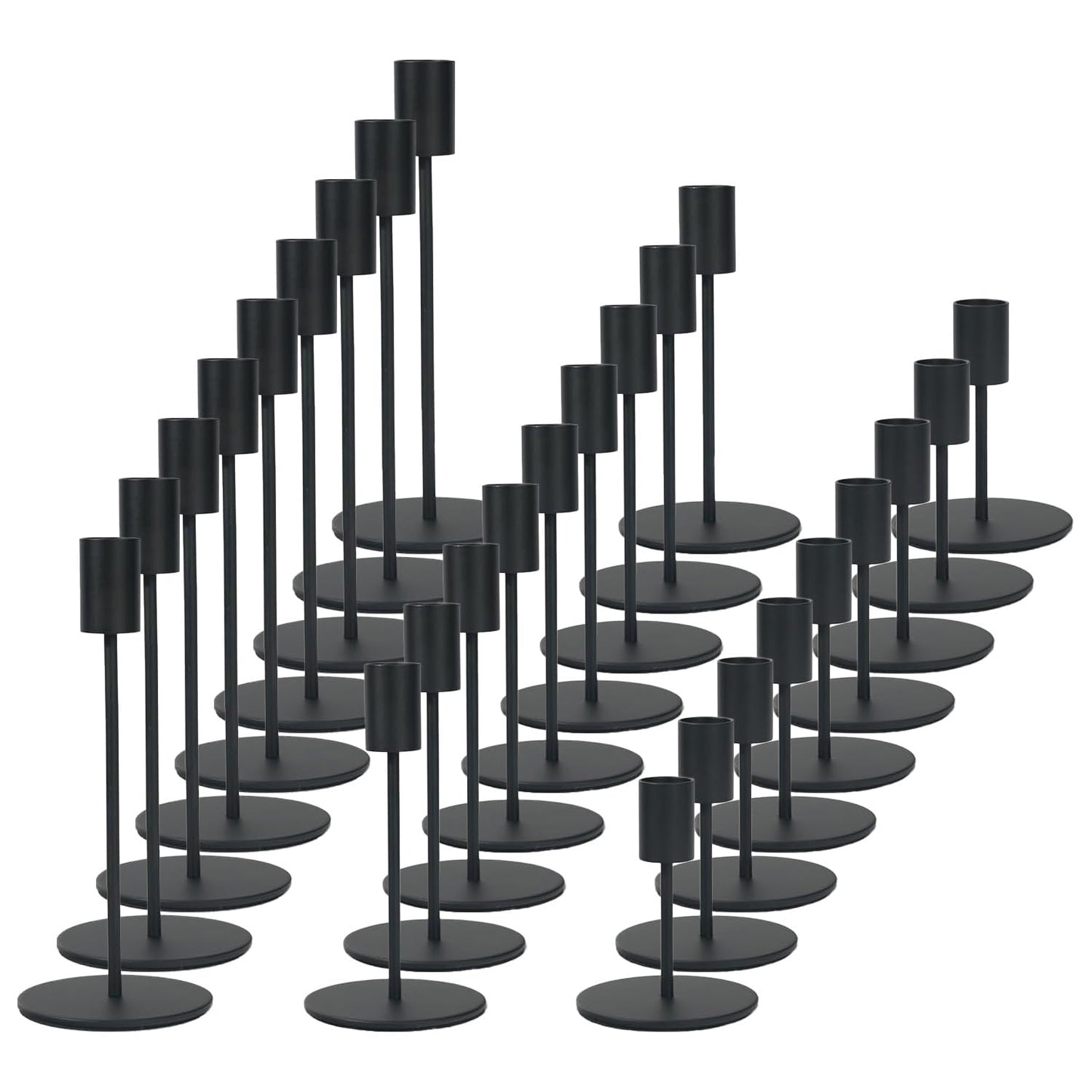 Black Candlestick Holders Bulk for Taper Candles Decorative Metal Candelabra Candle Holders Fit 0.8 Inch Diameter Candles Gold Taper Candle Stands for Wedding Home Party Table Decor (Set of 27)