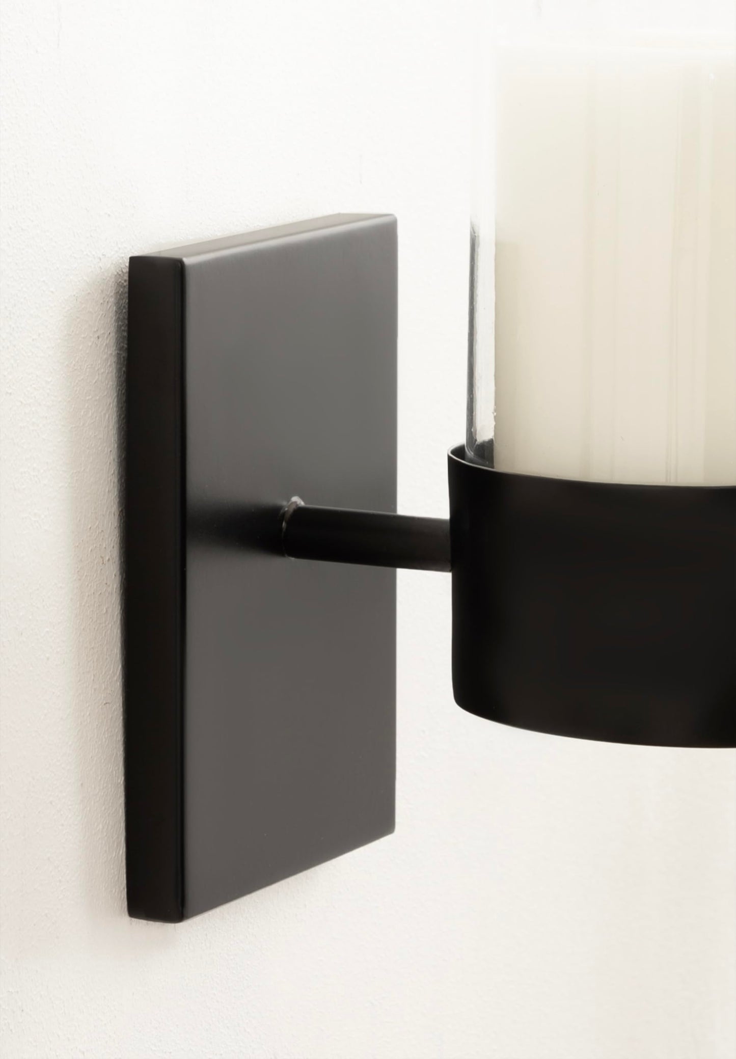 Kate and Laurel Zabler Modern Metal Wall Sconce; 5 x 6 x 10; Black; Round Candle Holder with Removable Glass Cylinder for Flameless Candle Display in Bedroom or Bathroom
