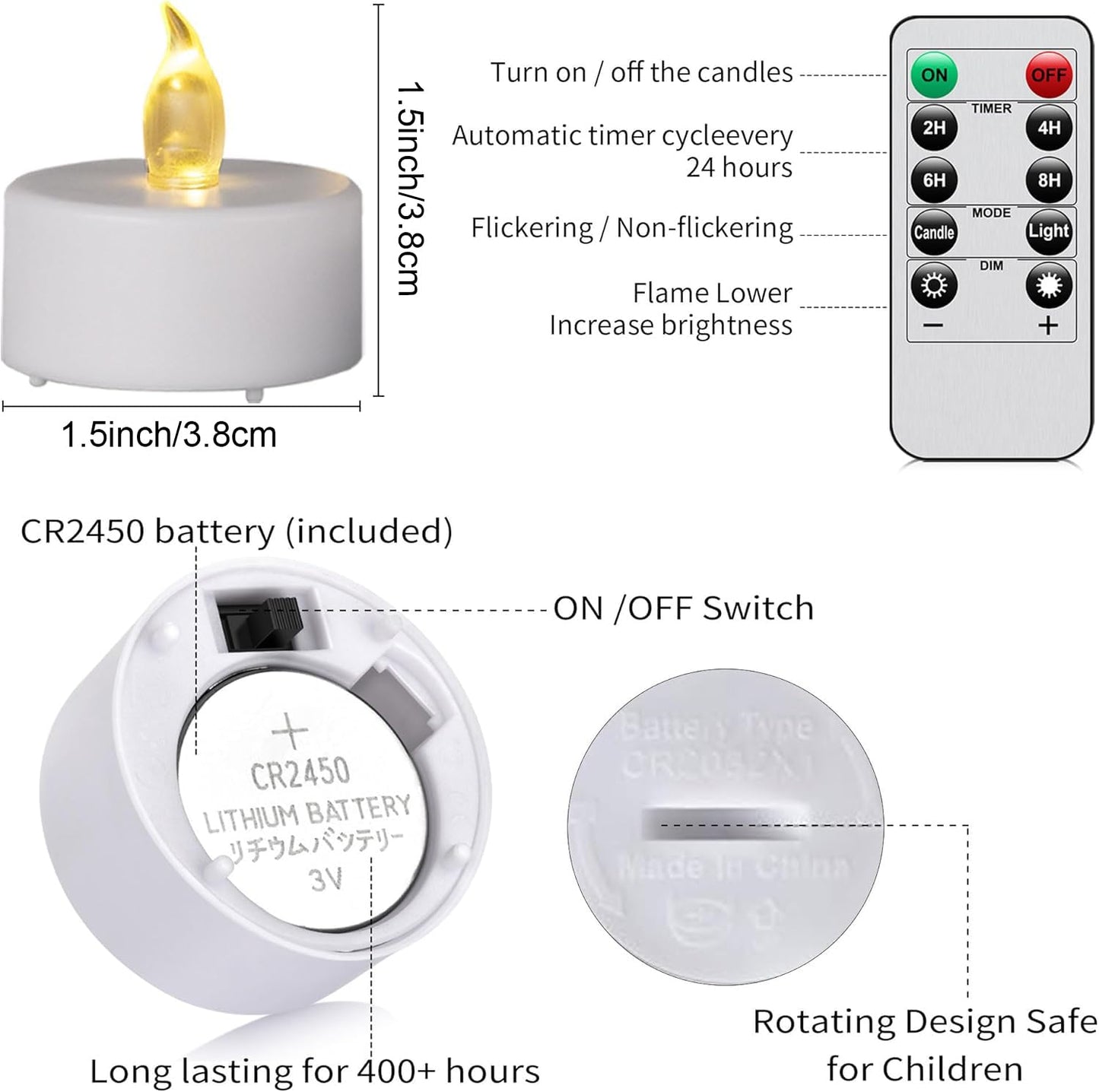 LED Tea Light Flameless Candles with Remote Control Flickering Tealight Long Lasting, Battery Operated with Timer for Halloween Home Decoration Seasonal &Festival Celebration WarmYellow (50pcs)