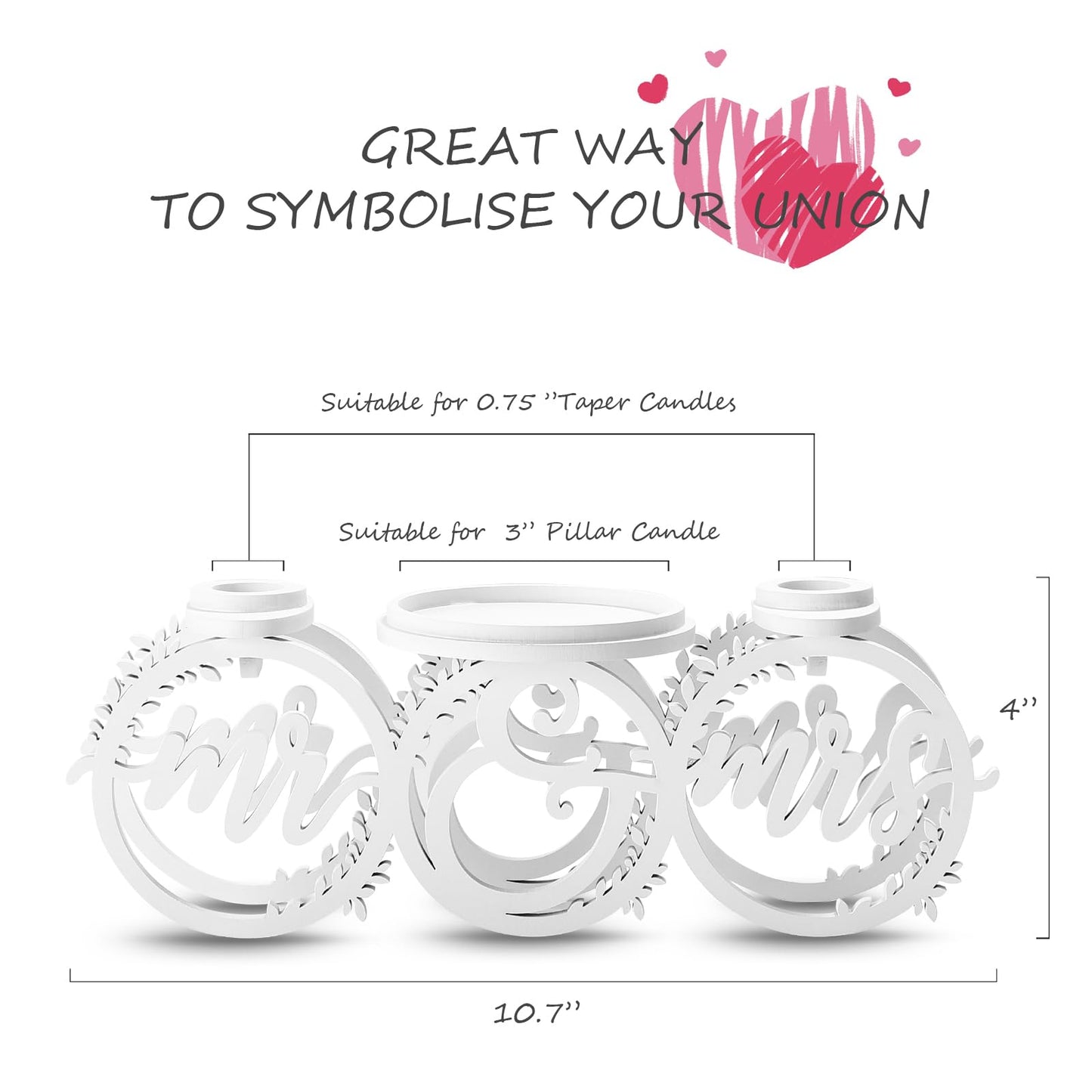 Rozrety Unity Candle Holder - Unity Candles Stand for Wedding Ceremony Set - Candle Holders for Wedding Decoration, Reception, Bridal Shower Gifts(Candles not Included)