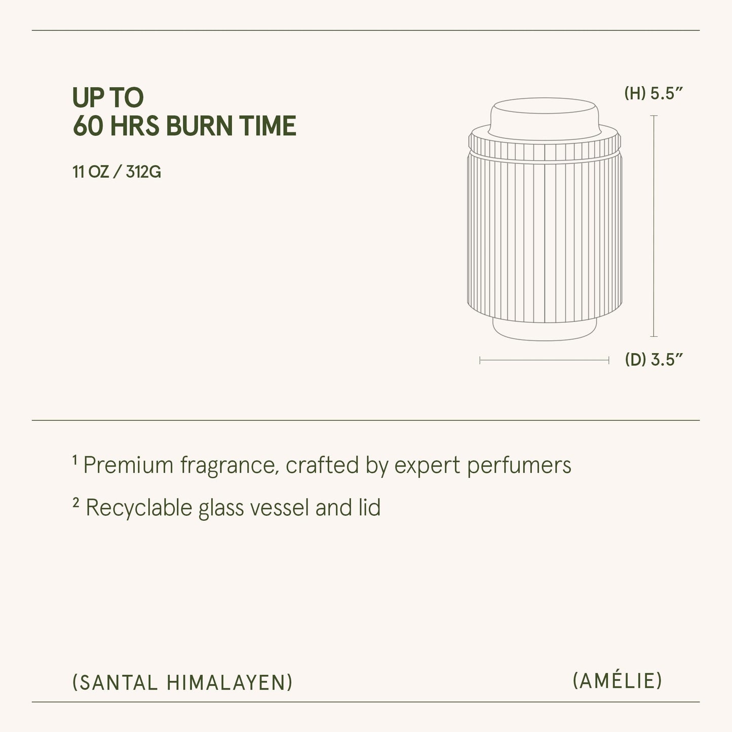 LA JOLIE MUSE Santal Himalayen Candle, Amber Scented Candles Gifts for Women, Natural Soy Candle, Candles for Home Scented, Luxury Glass Jar Candles for Home Decor, 60 Hours Long Burning, 11 Oz