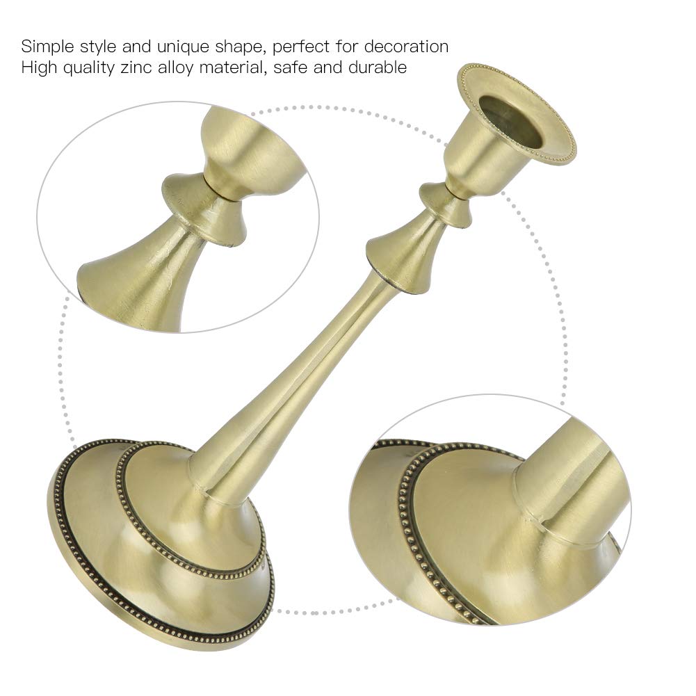 MOUMOUTEN Candelabra,2Pcs 1 Arm Bronze Candlestick Holder Length 25cm Decorative Ambience Ornament for Home,Wedding, Restaurant and Other Occasions