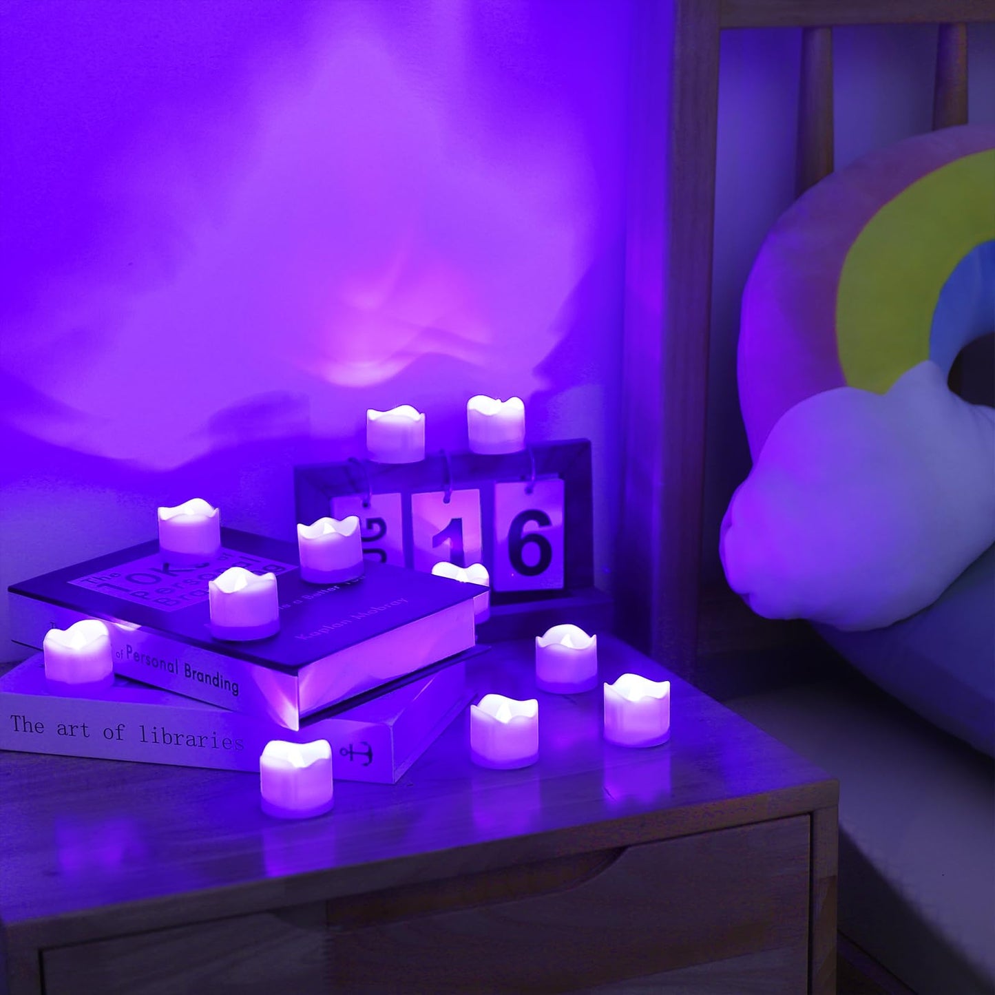 Topstone Electronic Flameless Candles with Remote Control,Purple LED Light, 400+ Hours Battery Life, CR2450 Battery Included, Timer, Realistic Flickering for Home Decor, Wedding, Party, Holiday