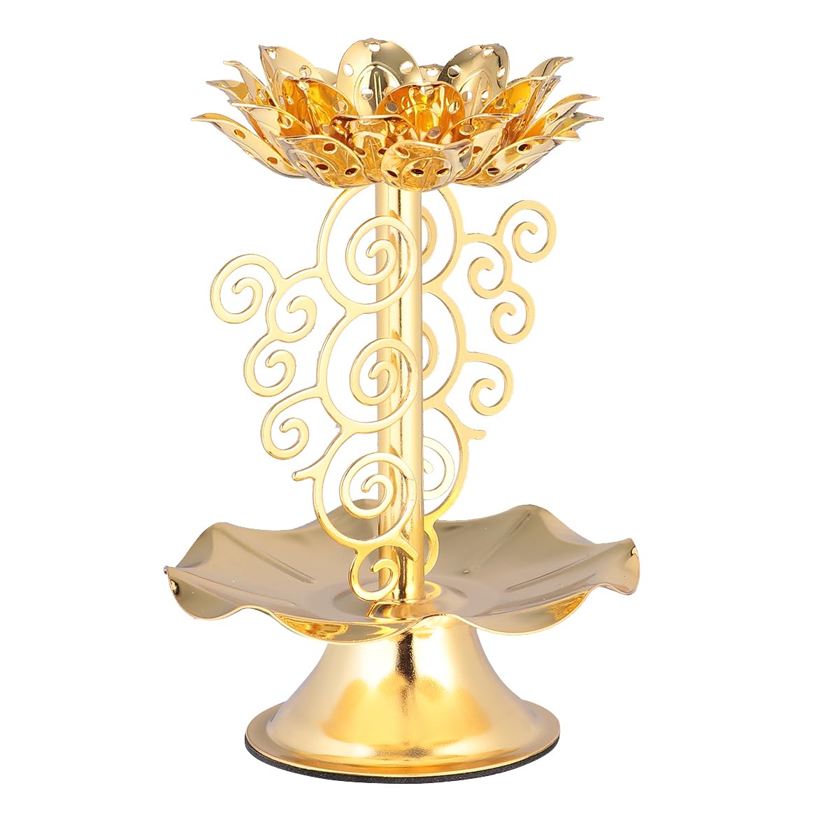 HOMSFOU 2 Pcs Alloy Candle Holder - Creative Lotus Carving Candlestick Lantern with Stereoscopic Petal Design, Ideal for Home Decorations, Temples, Offices, Living Rooms
