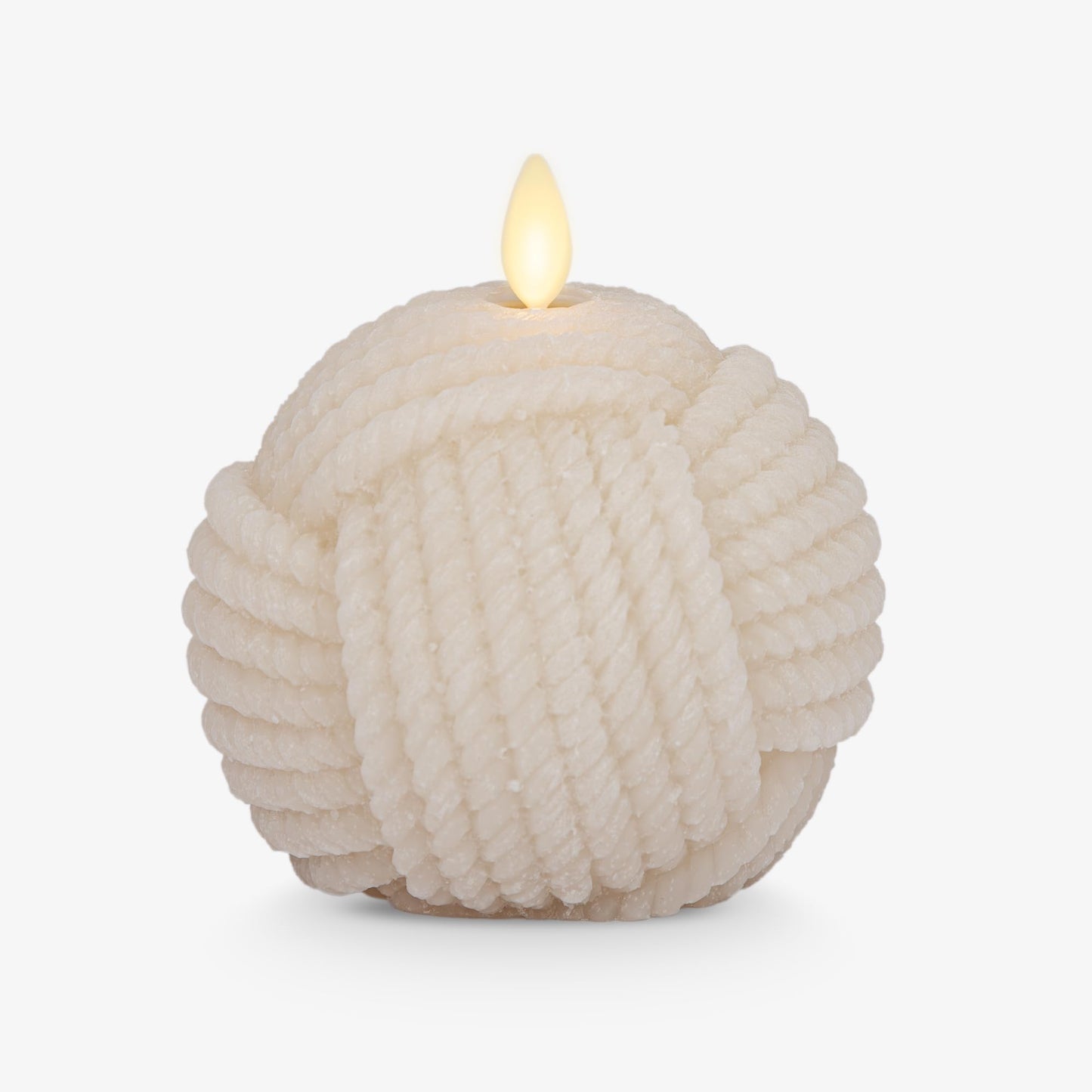 Luminara Moving Flame LED Candle - Unscented Real Wax Chalk Rope Ball - Timer, Flameless Flickering for Home, Centerpiece, Coastal Christmas Decor