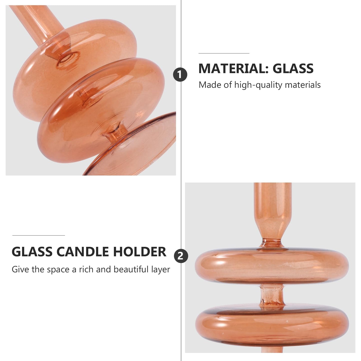 Glass Taper Candle Holder Candlestick Holders Pillar Candle Stand Home Decor for Wedding Valentines Day Birthday Party Centerpiece Brown