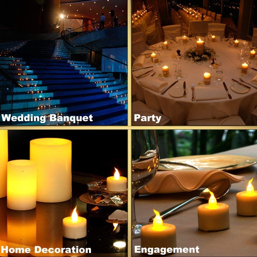 Anziner Tea Lights,50 Pack Flameless LED Tealight Candles,Realistic Flickering Warm Yellow Battery Operated LED Tea Lights Candles. Ideal for Parties, Weddings, Birthdays, Festival Celebration