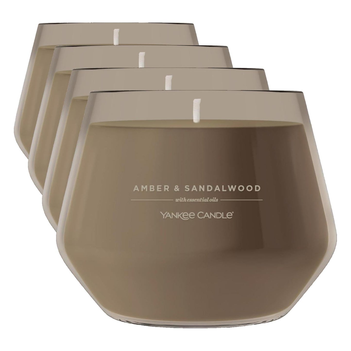 Yankee Candle Studio Scented Candle with up to 50 Hour Burn Time,Premium Plant Wax Blend for Consistent Burn,10 oz Jar-Candle with Room Filling Fragrance,Amber & Sandalwood,(Pack of 4)