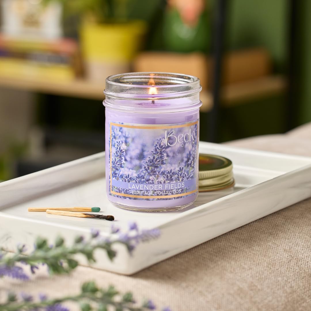 Becky Home 8oz Lavender Scented Candles for Home, 45 Hrs Soy Wax Candle for Stress Relief and Meditation House Aromatherapy Candle Gifts for Men and Women
