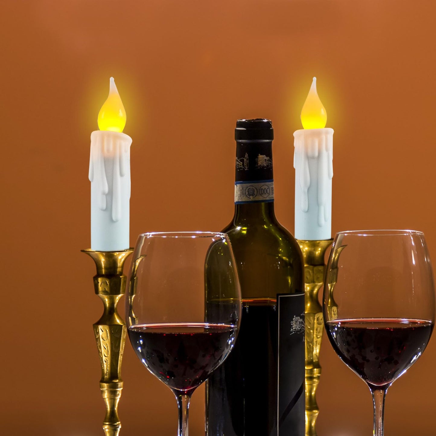 Short Flameless Taper Candles with Flickering Flame Realistic 6 Hour Timer,Small White Battery Operated LED Candlesticks for Christmas Halloween Decor,Set of 4 PCS