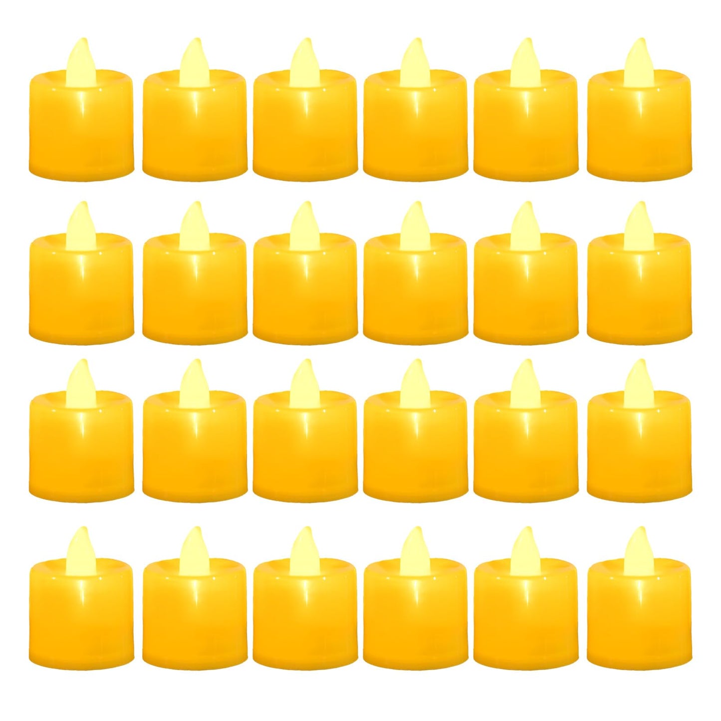 LANKER 24 Pack Flameless Led Tea Lights Candles, Flickering Warm Yellow Battery Operated Electronic Fake Candles, Decorations for Halloween and Festival Celebration (Yellow - 24Pack)