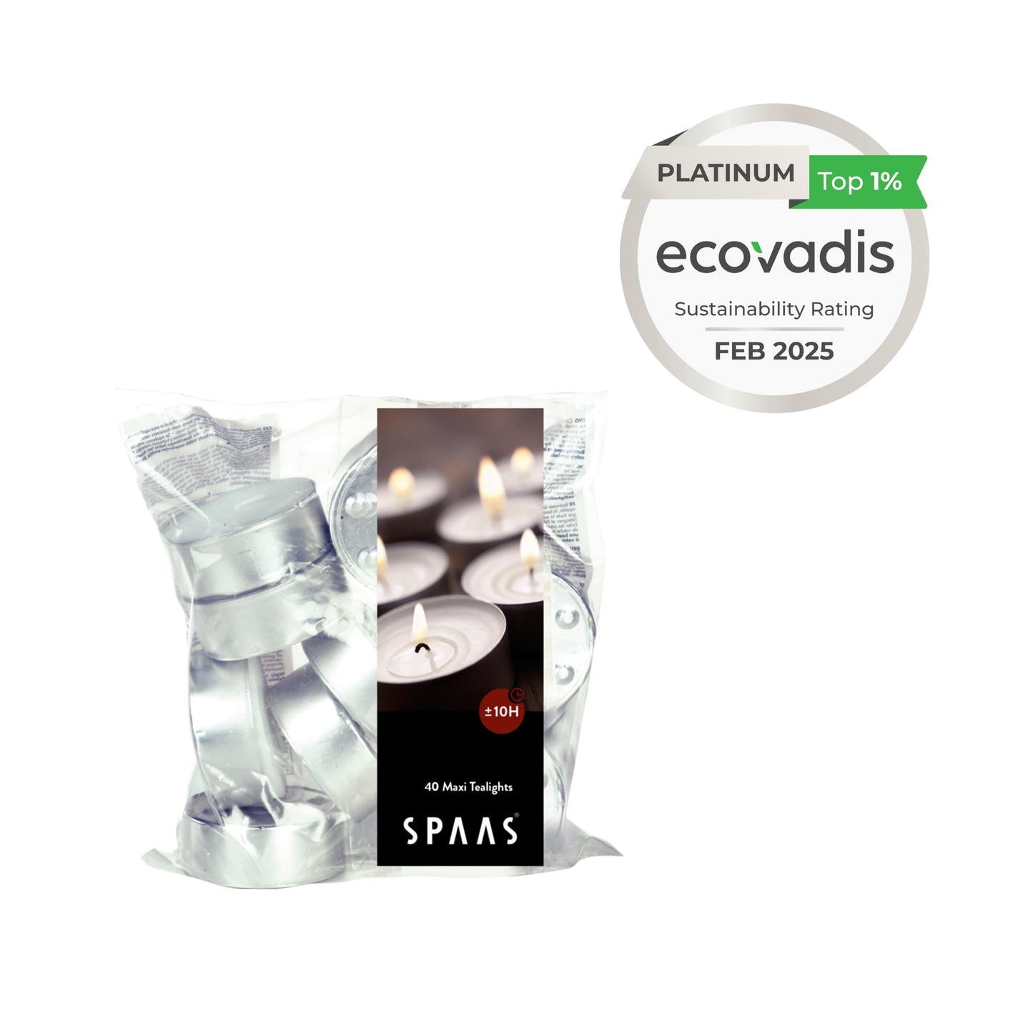 Spaas Maxi Tealights Bag, Paraffin Wax, Aluminium Cup White, D 58 mm x H 24 mm