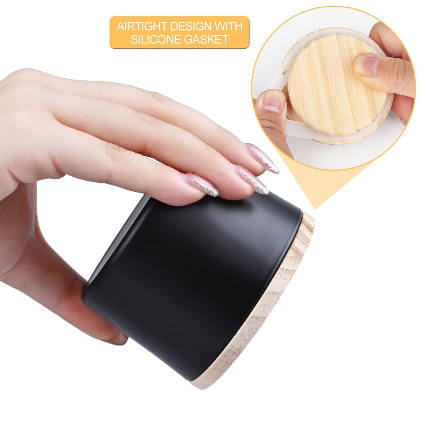 SHOWIN Thick Candle Jars for Making Candles 20 Pcs, 4 OZ Empty Jars with Wood Lids for Candle Making, Sample Container, Matte Black