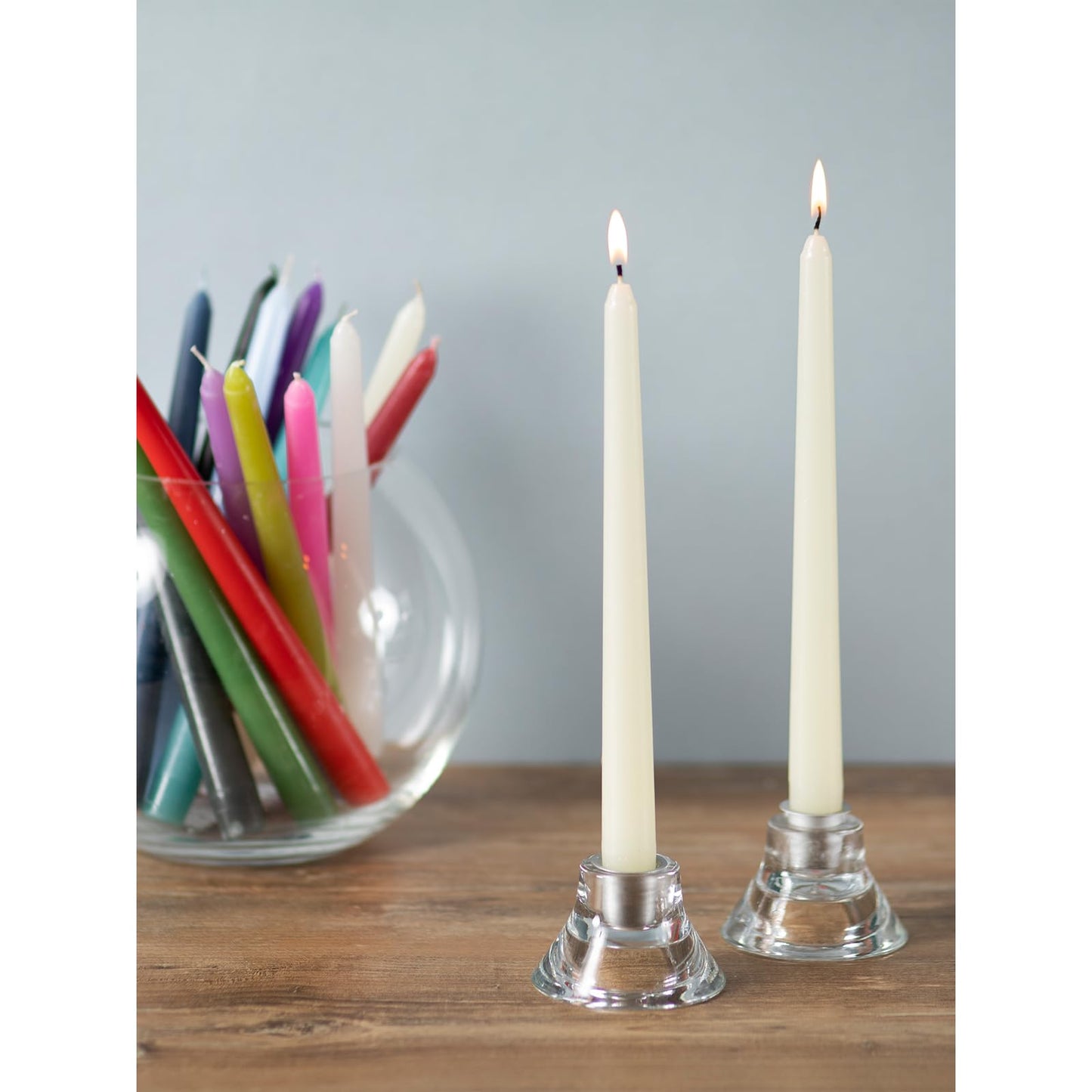 CANDWAX Ivory Taper Candles 8 inch Dripless - Set of 4 Tapered Candle Ideal for Dinner - Smokeless and Unscented Candlesticks Long Burning