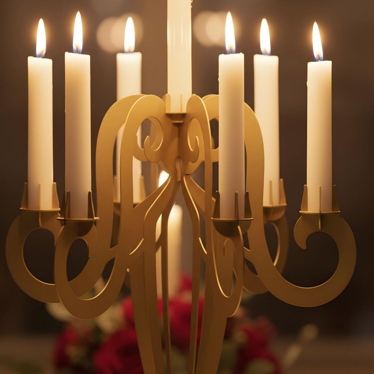 AIM & GGKK 7 Arm Gold Metal Candelabra Candle Holders – Elegant Taper Candle Holders, Classic Candlestick Holder, Decorative Candelabra Centerpiece for Table & Home Decor