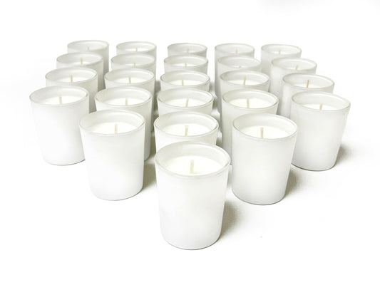 Simply Soson Votive Candles Bulk, 24 Filled White Votive Candle Holder, 10 Hours Burn time, Small Bulk Candles, Unscented Candle, Candle Votives for Wedding, Holiday