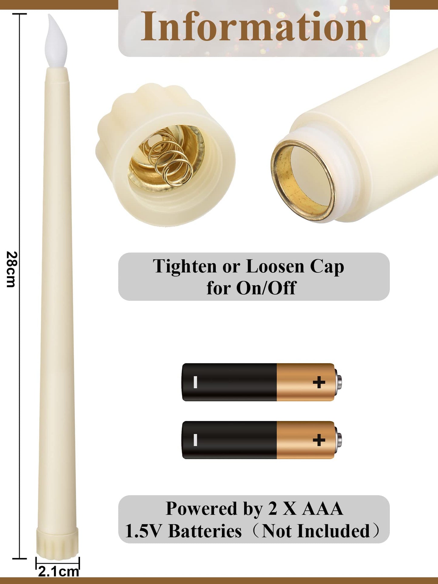 Retisee 300 Pcs 11 Inch Flameless Taper Candles LED Candles Bulk Battery Operated Taper Candle Flickering LED Candlesticks for Valentines Birthday Wedding Party Decor (Classic Style,Ivory)