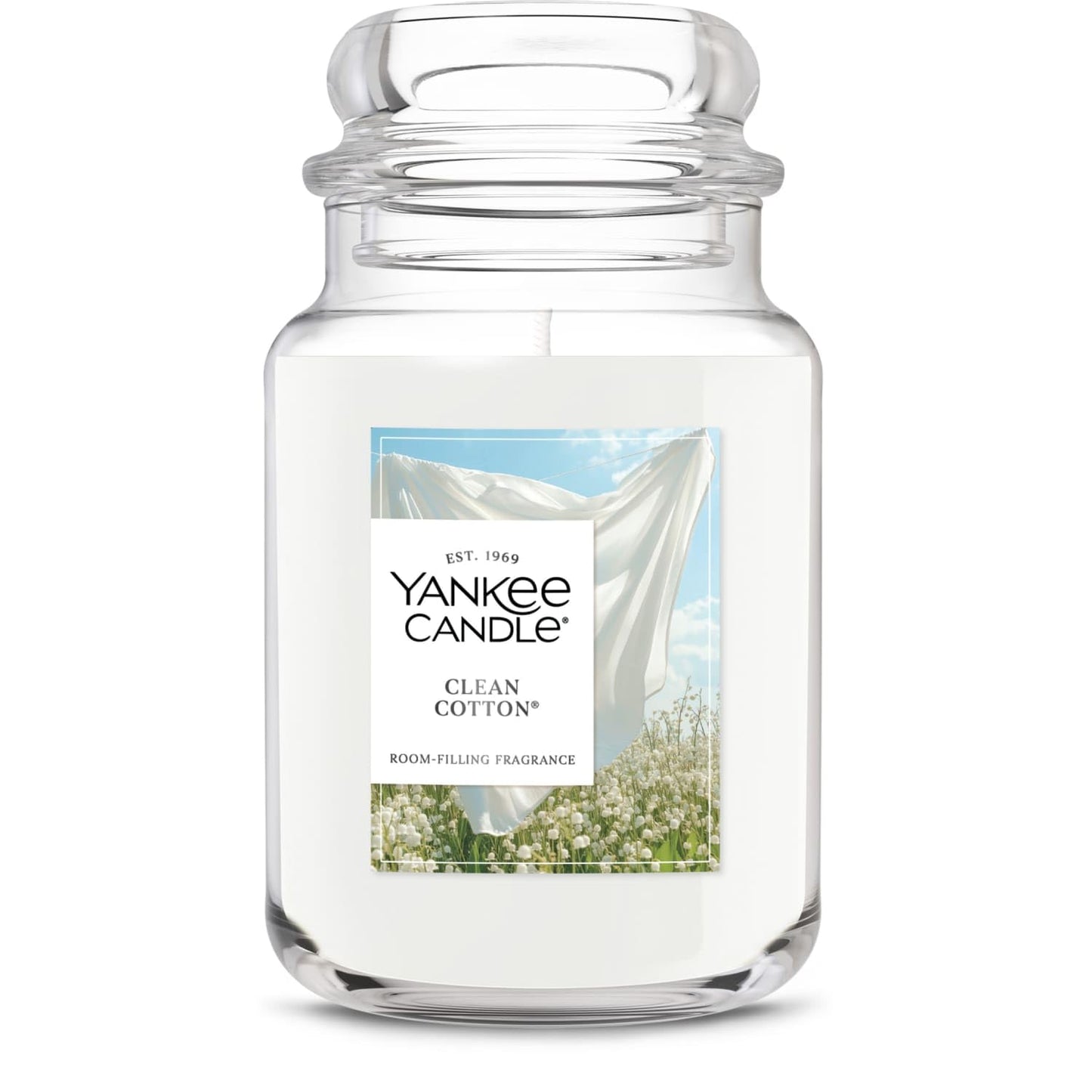 Yankee Candle Clean Cotton Scented Candle, 22oz Large Jar with up to 150 Hour Burn Time, Giftable, Birthdays