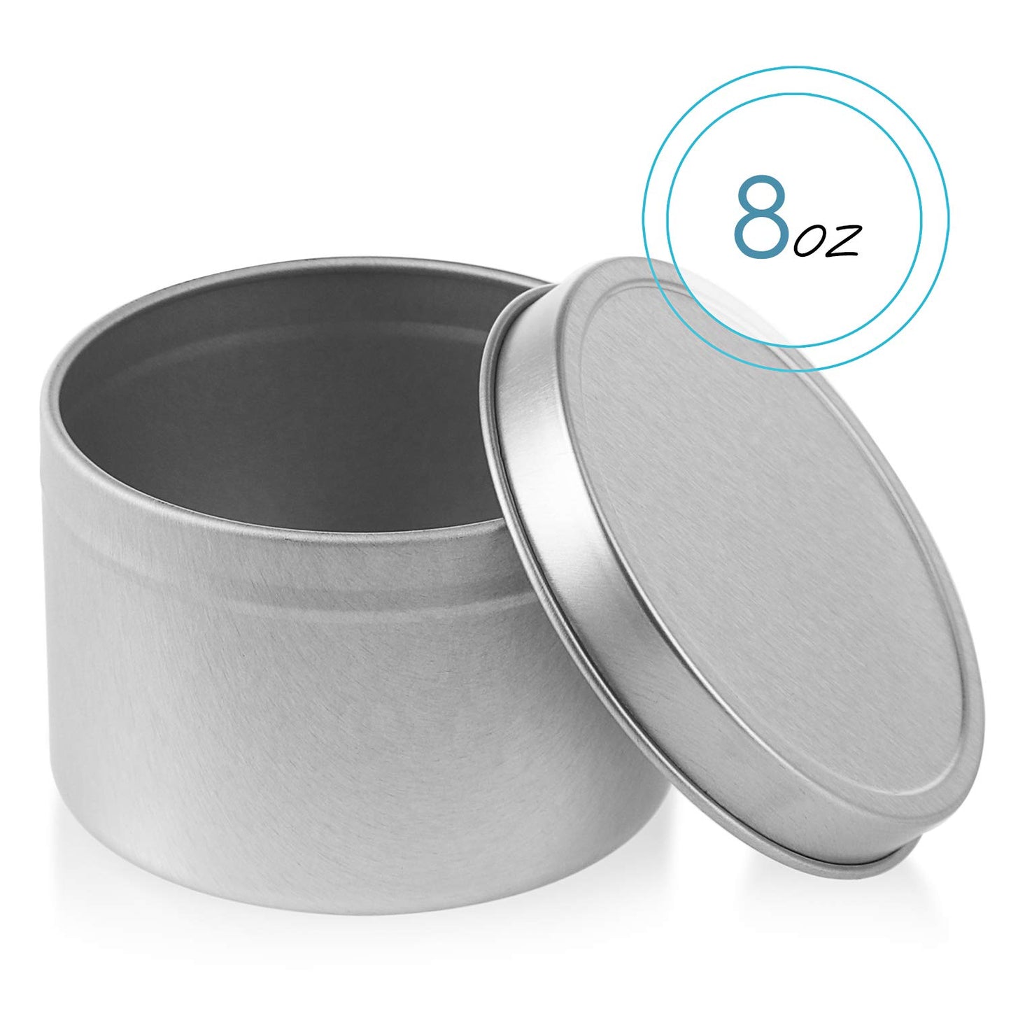 Hearth & Harbor Tin Candle Jars for Making Candles - DIY Candle Containers with Lids - Metal Candle Jars - Bulk Tins Storage for Candle (Stainless Steel, 8)