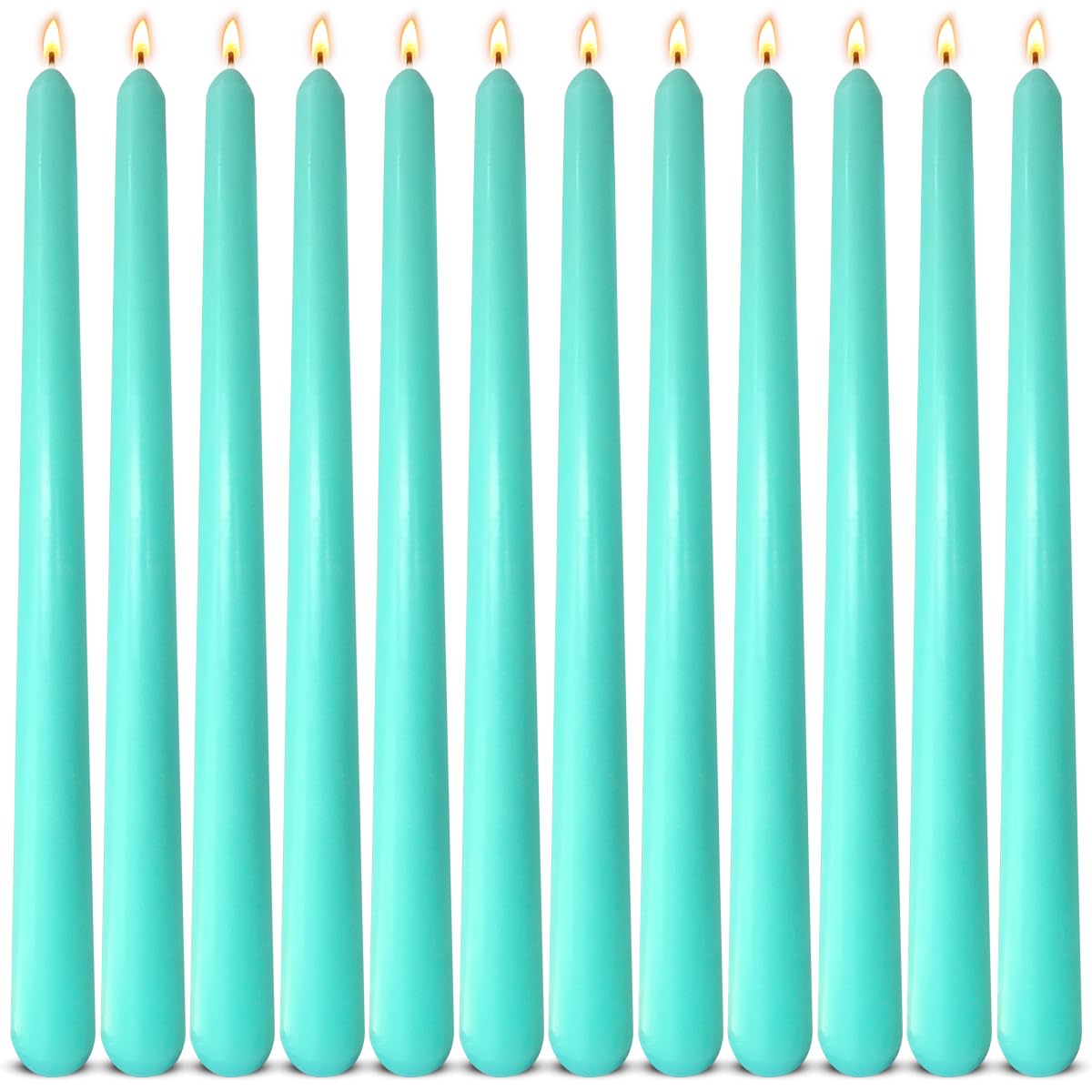 12-Pack Mint Green Unscented Taper Candles, 10 Inch Dripless Smokeless Candlesticks, Long-Lasting Burn Time of 7-8 Hours, Perfect for Home Decor, Spring