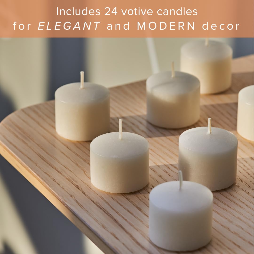Simply Soson Ivory Votive Candles - Bulk Pack of 24, Unscented, 10 Hour Burn Time, Perfect for Weddings, Birthdays & Home Decor