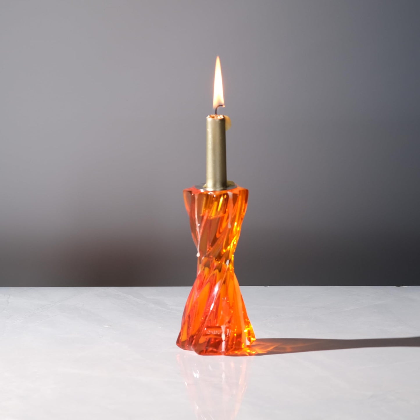 ICNBUYS Twizzle Twist Candle Holder, Decorative Candle Holder for Table Display, Romantic Decoration, Unique Home Décor Aesthetic, Housewarming Gift, Candle Stand Height 5.7 inches Orange - Resin