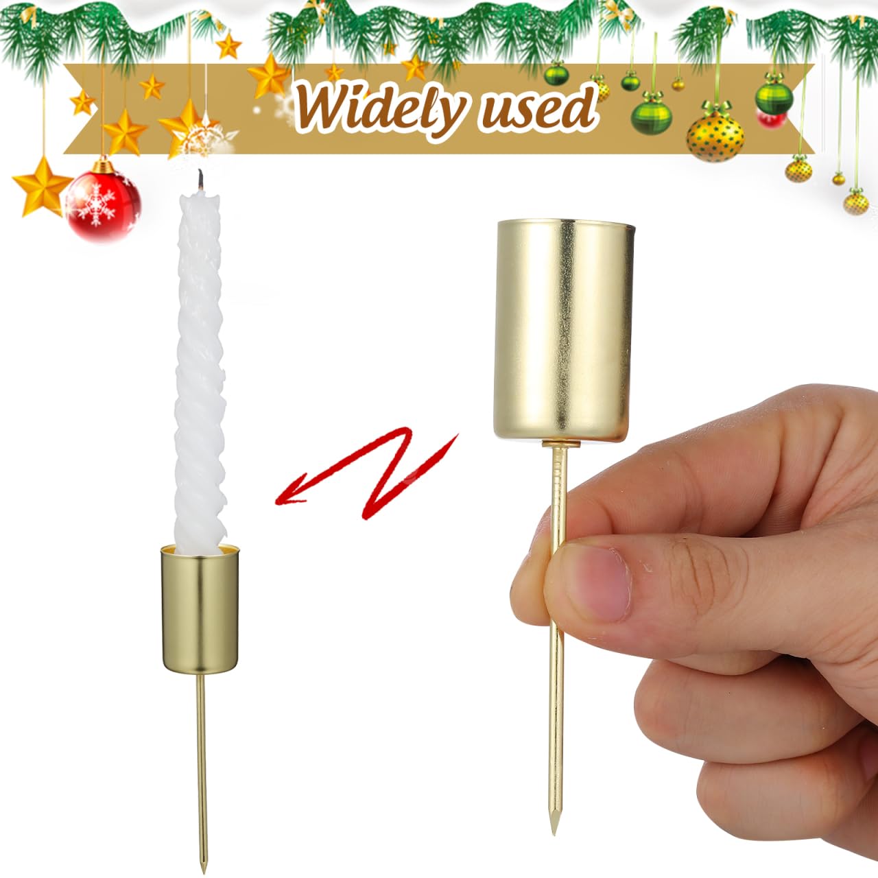 VOSAREA 5pcs Candle Holder Stakes Candlestick Liners Inserts Cups Wreaths Candle Stand with Spike for Pillar Tealight Wedding Flower Arrangement for Christmas Table Decor