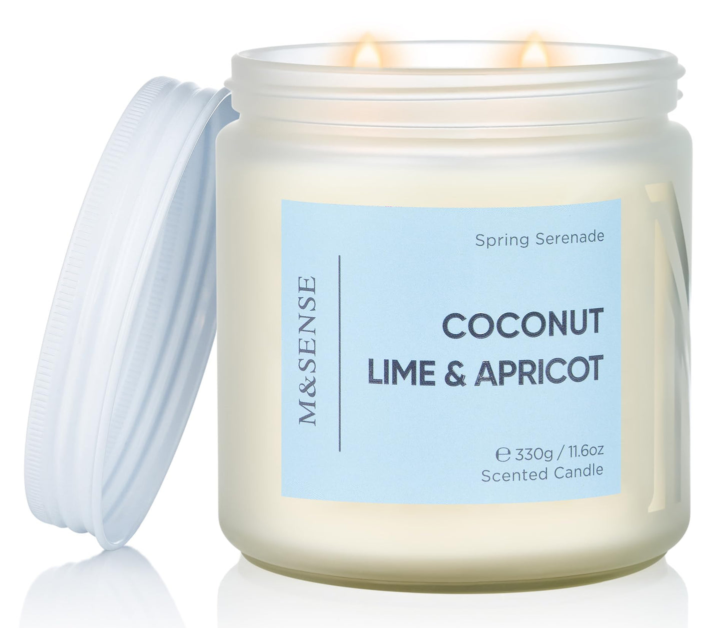 M&SENSE Coconut Scented Candle, 11.6oz Natural Organic Soy Wax, 70-Hour Long Lasting Burning, Clean Burn Non Toxic Tropical Candle for Home, Fruit Scent 2-Wick Housewarming Gift for Family Friends