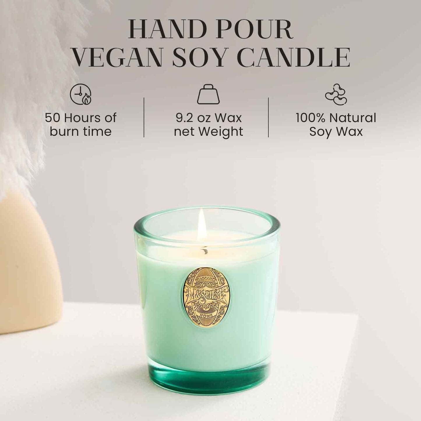 M&SENSE Eucalyptus Mint Aromatherapy Scented Candle for Relaxation |Soy Wax Candle | Calming & Stress Relief | 9.2 OZ, 50-Hour Burn Time | Natural Scent for Home, Office, Gift