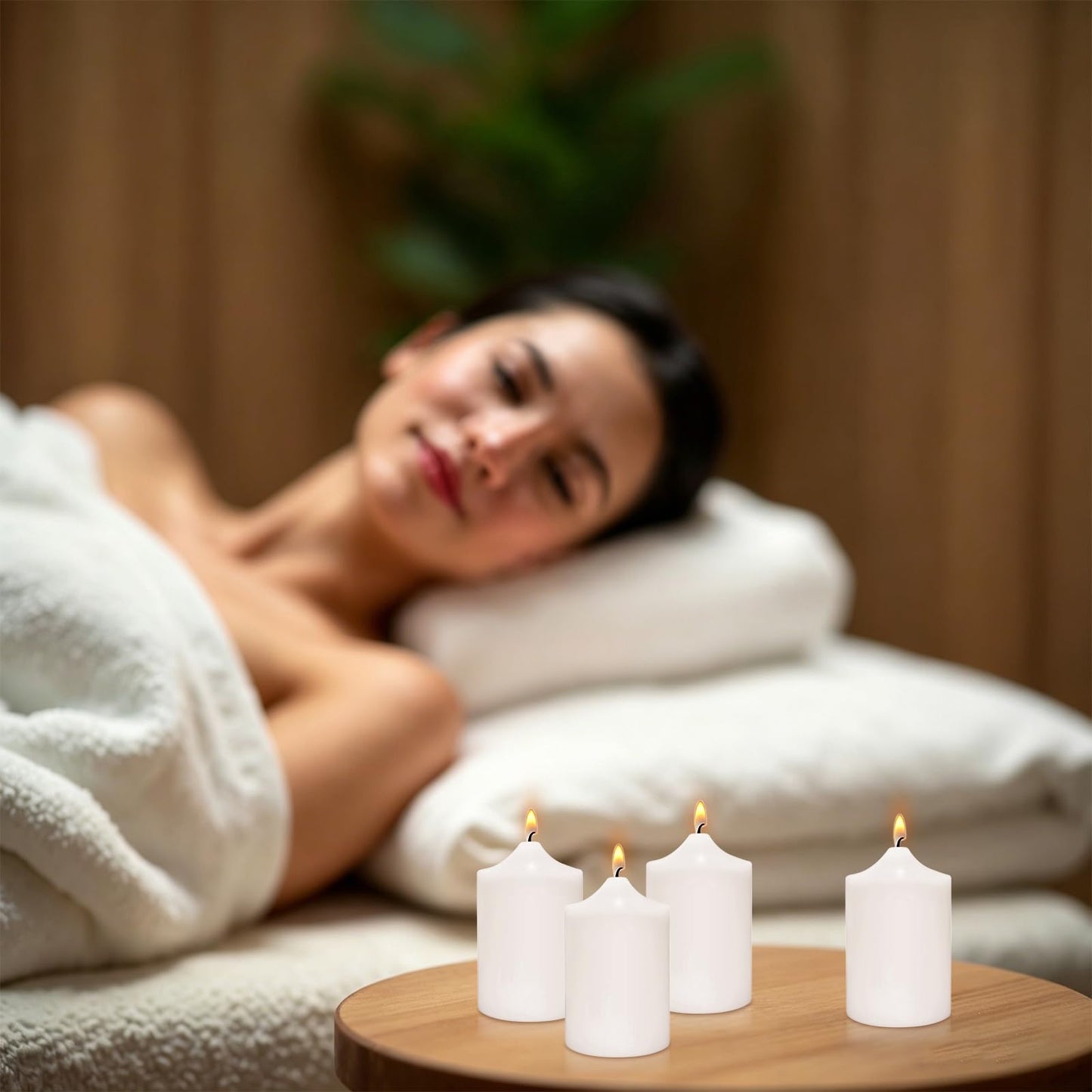 Set of 4 2x3 Inch White Pillar Candles, Dripless Unscented Cylinder Candles for Home Dinner Party Decoration - 24 Hours Burn Time