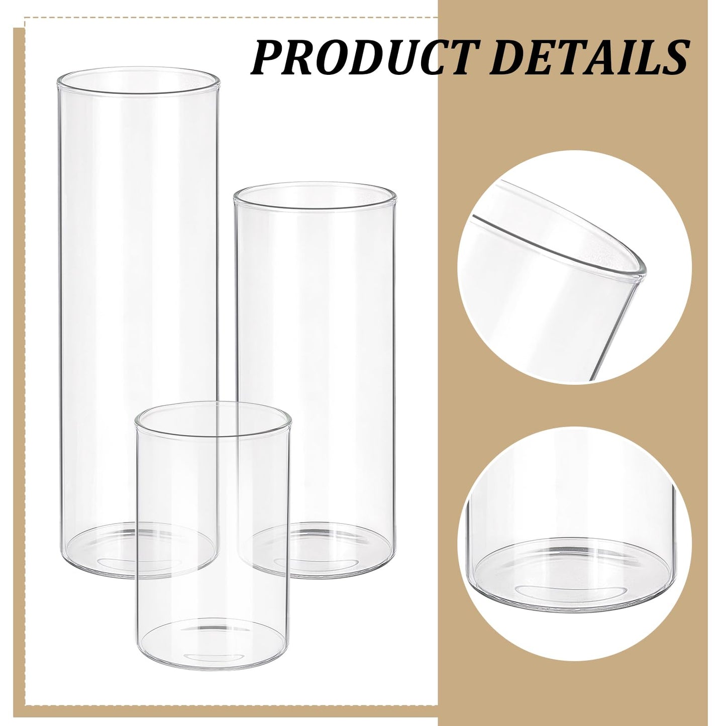 GLASSWINDS 12Pcs Glass Cylinder Vases 4,6,7.8Inch Tall Clear Flower Vases for Centerpieces Floating Candle Vase Bulk, Hurricane Candle Holder for Table Wedding Office Party Formal Dinners