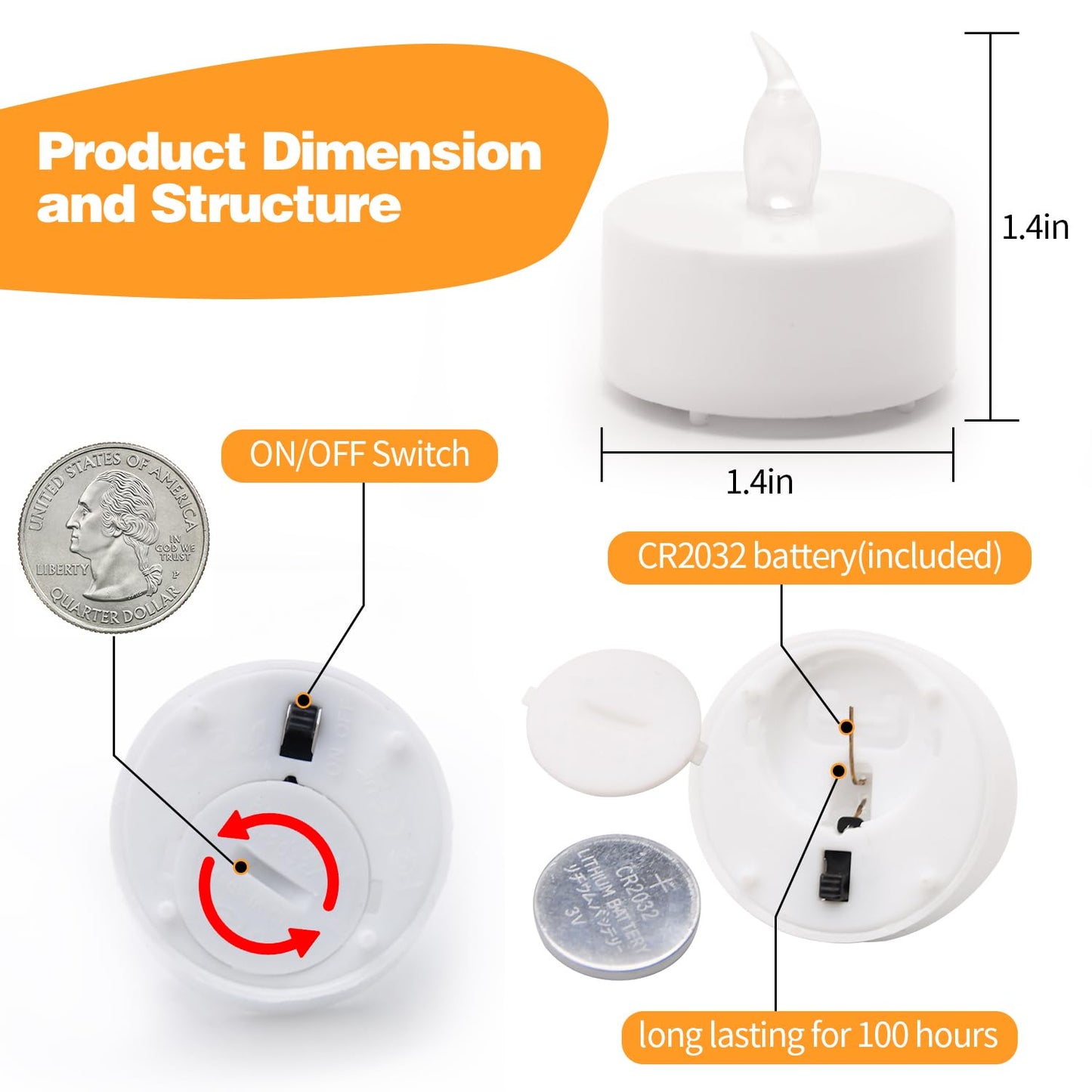 KOABY 50 Pack Warm White LED Tea Lights, Last 100H+, Flickering Flameless Battery Operated Tea Lights for Decor