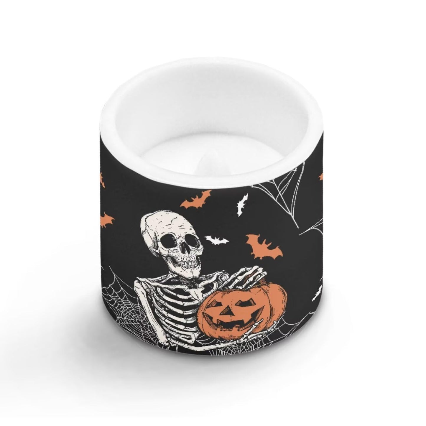 Merkmak Halloween Pumpkin Skeleton Flickering Flameless Candles with Remote Battery Operated Candles with Timer Control LED Pillar Tea Lights for Indoor Outdoor Banquet Party Home Decorations