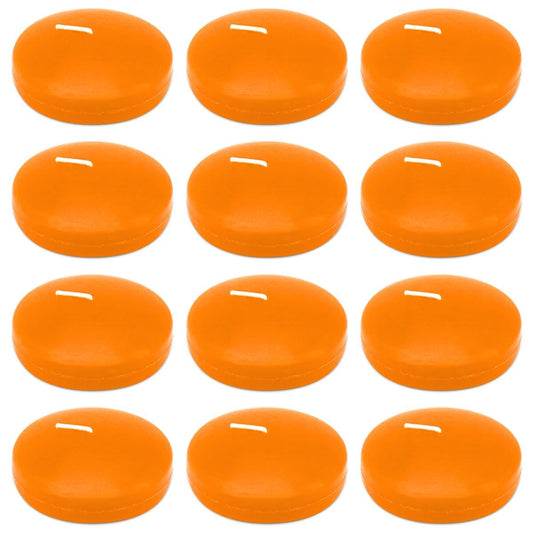 Set of 12 3 Inch Orange Floating Candles Large Unscented Dripless Fall Autumn Colored Pool Water Wax Candles for Vases, Centerpieces at Wedding, Party, Thanksgiving Day Holiday - 10 Hour Burning