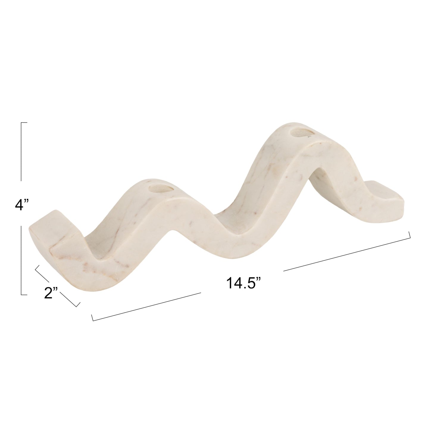 Bloomingville Marble Wave Double Taper Candle Holder, White