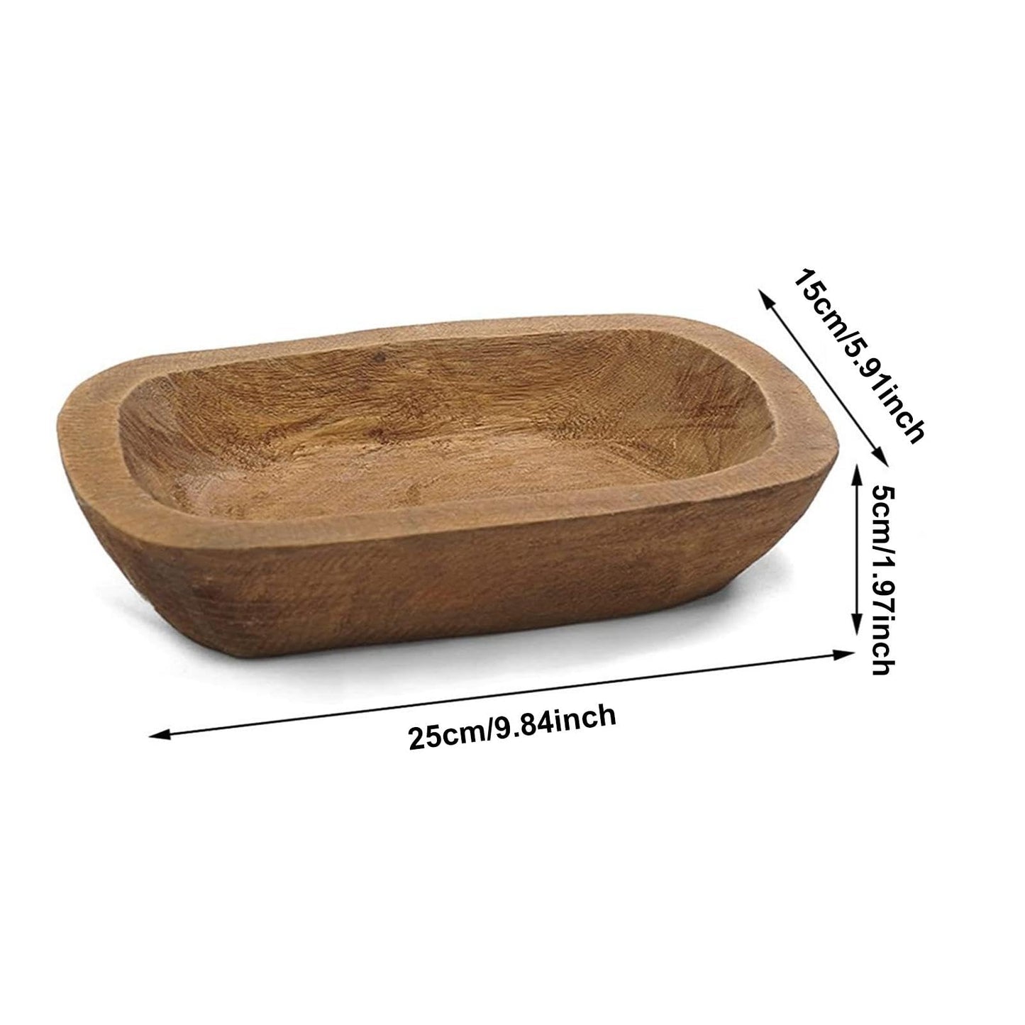 Bowl for Candle Making Hand Carved Wooden 9.8 x 5.9 inch Rustic Decorative for Bread Making Dining Room Home Decoration