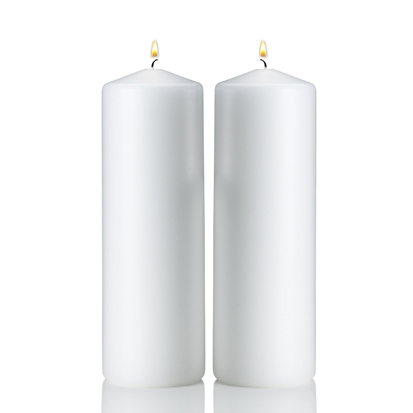 Light In The Dark White Pillar Candles - Set of 2 Unscented Candles - 9 inch Tall, 3 inch Thick - 90 Hour Clean Burn Time