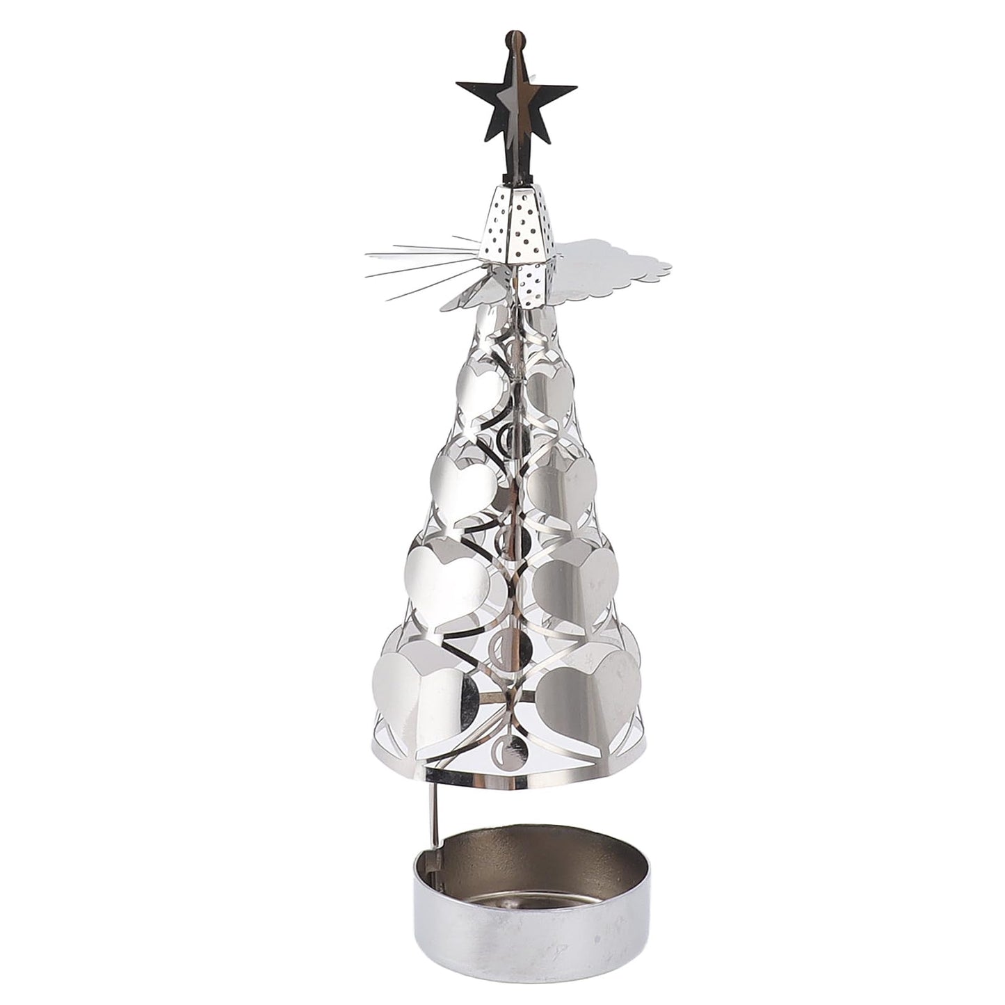 aqxreight Spinning Candle Holder Rotating Candlestick Set for Romantic Wedding Christmas Party Gold Snowflake (Heart Shaped)