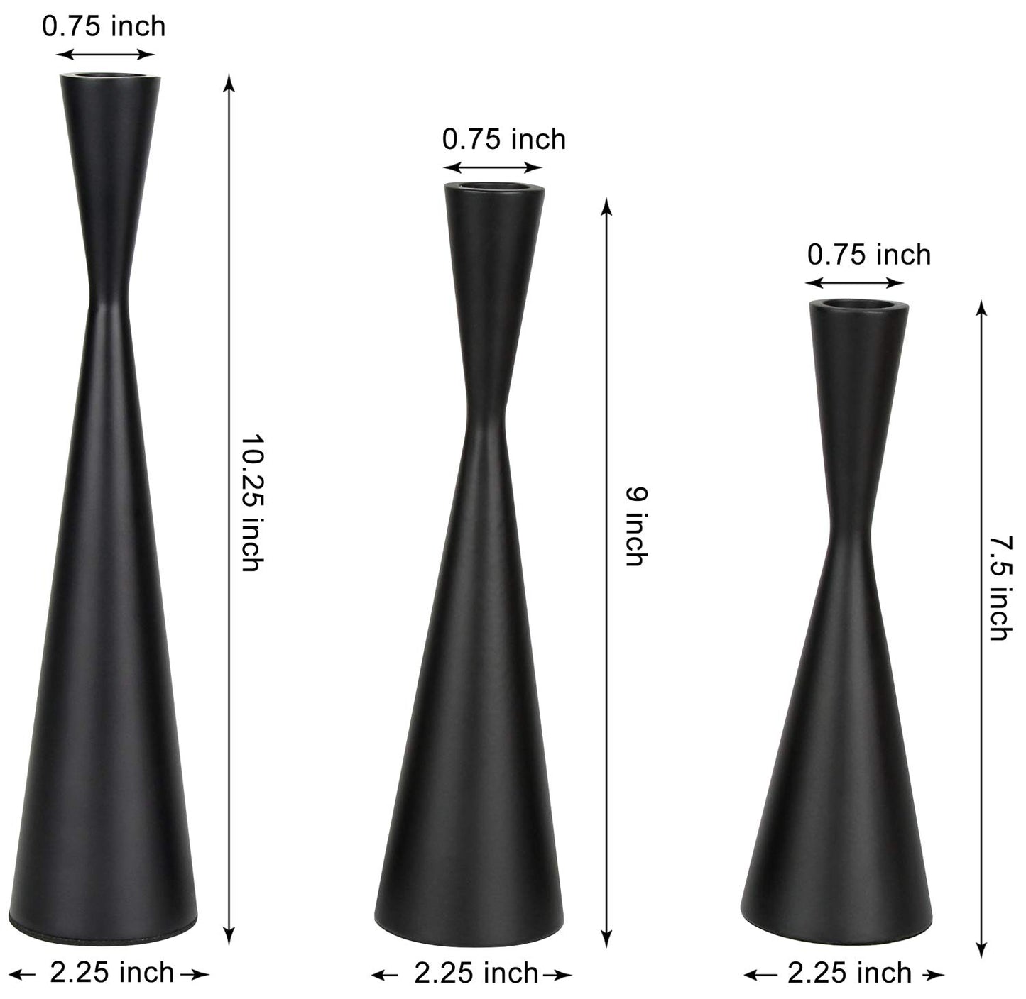 Vixdonos Taper Candlestick Holders Metal Candle Holders Set of 3 Table Decorative Candle Stand for Wedding, Dinning, Party,Home Decor (Matte Black)