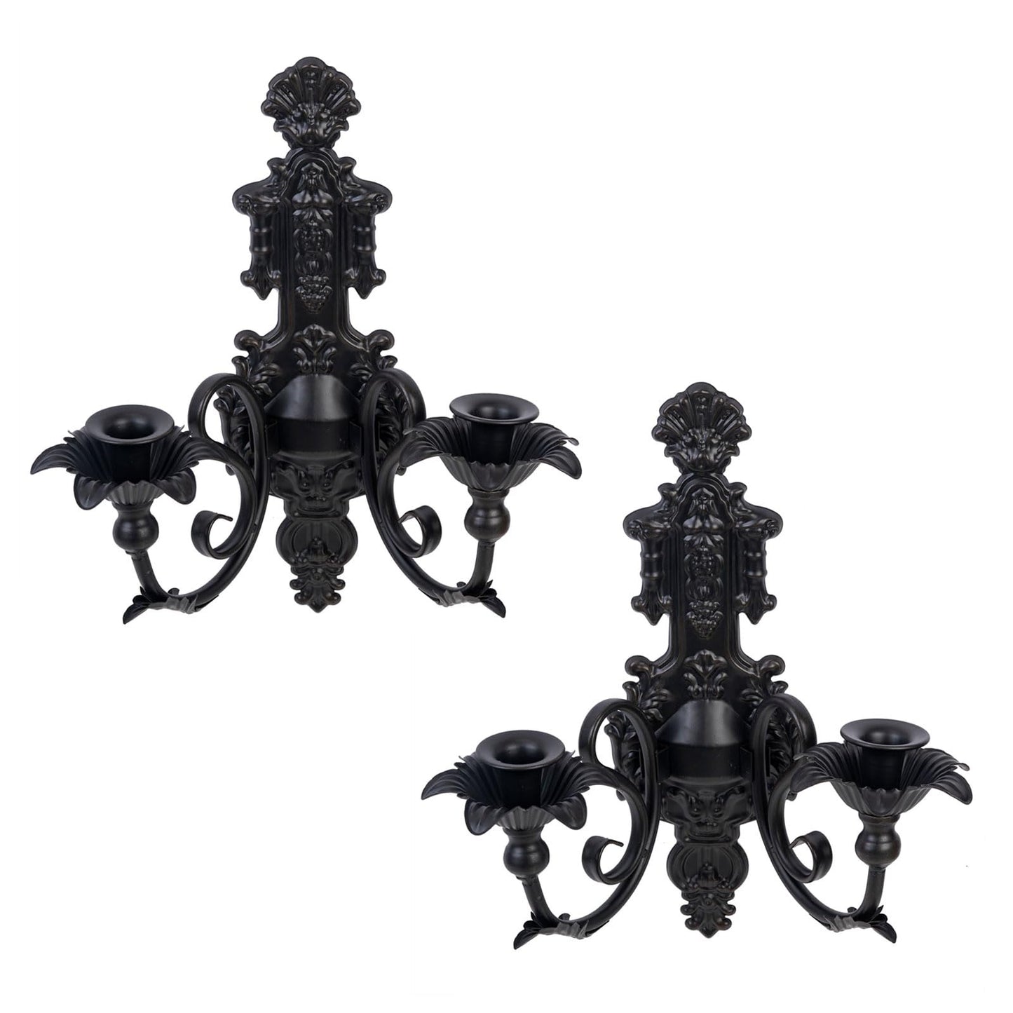 CC wonderland zone Candle Sconce(Set of 2)-Metal Gothic Wall Decorations-Rustic Home Decor-Black Gold Wall Candle Sconces,Dark Academia Decor