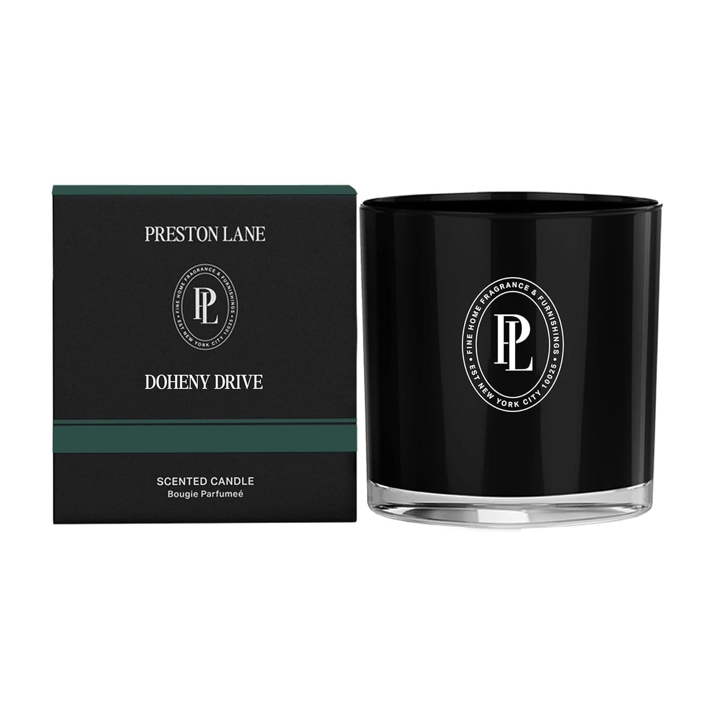 Preston Lane Luxury 2-Wick Scented Candle, Doheny Drive, 7.5 oz Hand-Poured in USA | Long Burn Time (20-30 Hrs), Vegan Soy Wax Blend, Decorative Glass Vessel, Fine Italian Fragrance